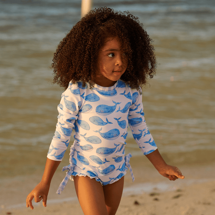 Ruffle Bottom Swimsuit - Whales - Sugar Bee Clothing