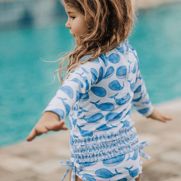Ruffle Bottom Swimsuit - Whales - Sugar Bee Clothing