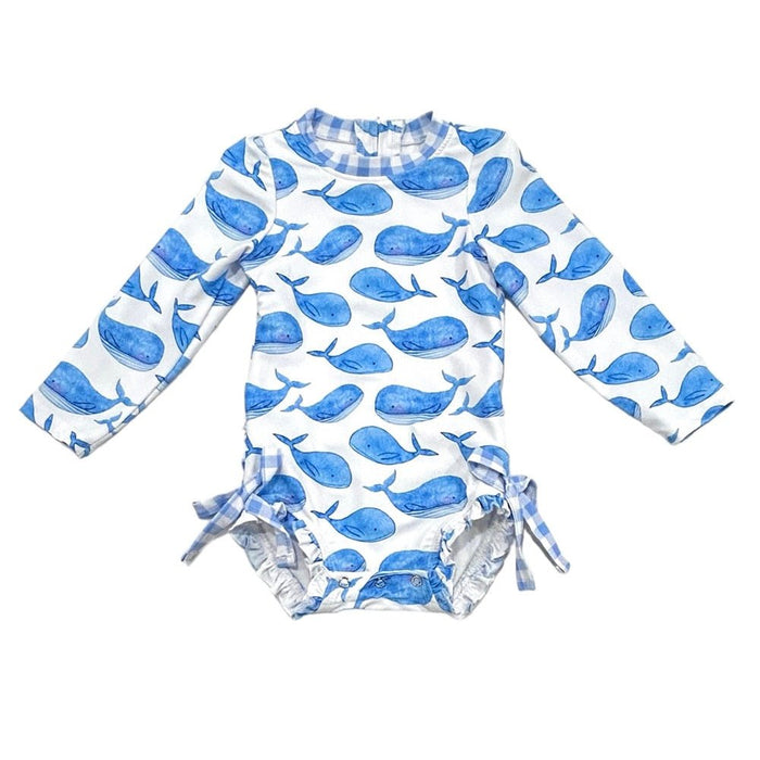 Ruffle Bottom Swimsuit - Whales - Sugar Bee Clothing