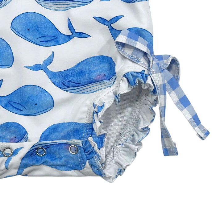 Ruffle Bottom Swimsuit - Whales - Sugar Bee Clothing