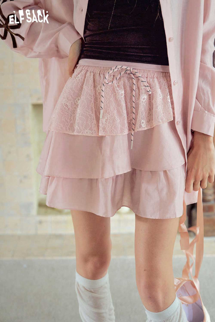 Ruffle Bow Stripe Mini Skirt Set