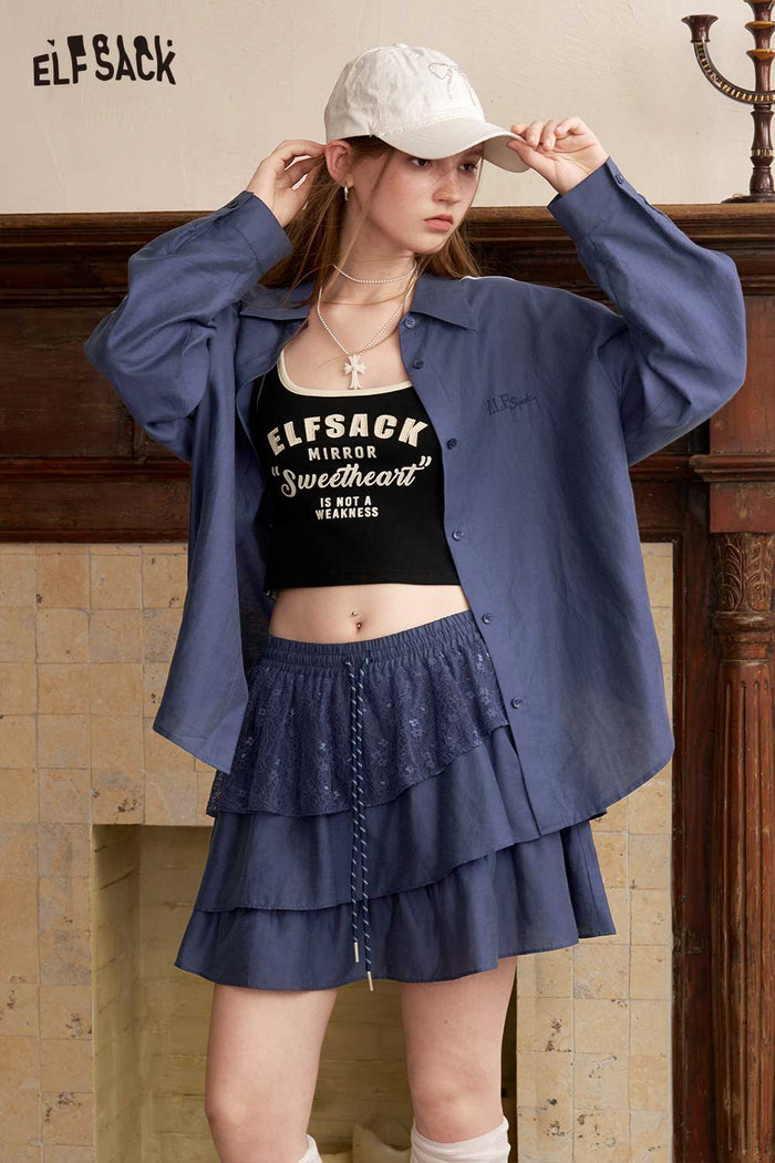 Ruffle Bow Stripe Mini Skirt Set