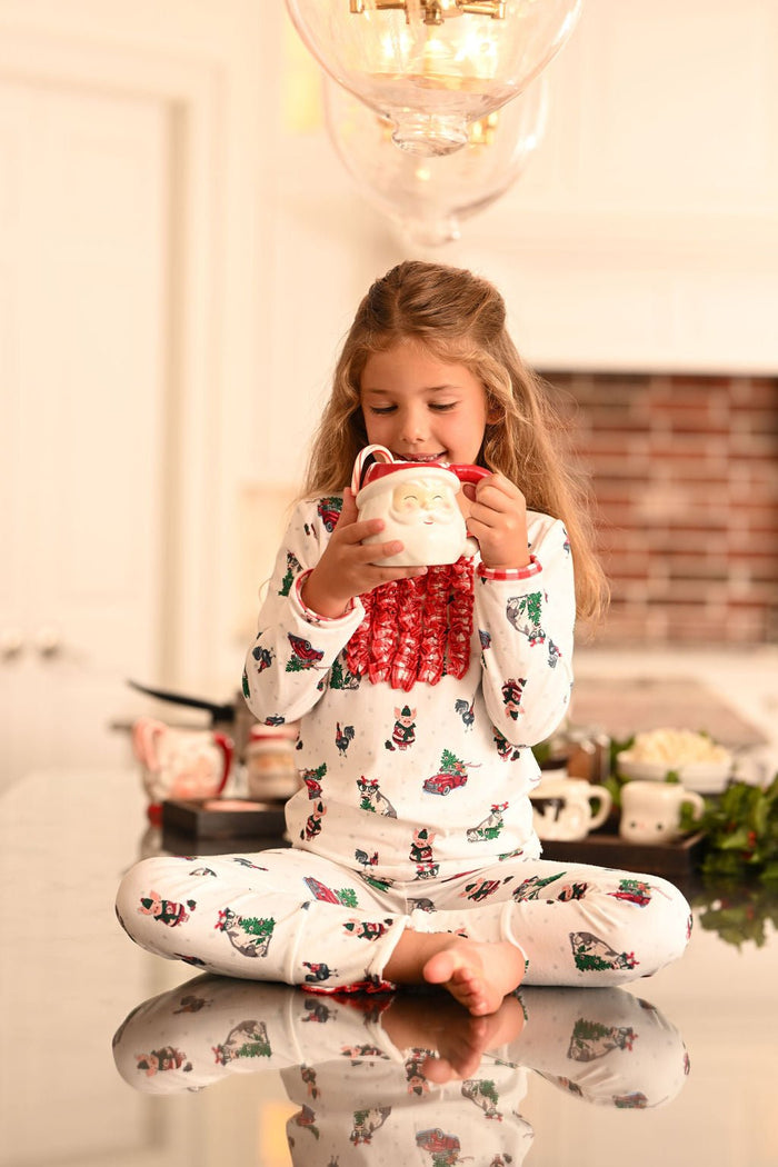 Ruffle Buttflap Pajamas - Christmas On The Farm Holiday Lounge - Sugar Bee Clothing