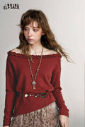 Ruffle Collar Batwing Sleeve Sweater with Detachable Beaded Belt