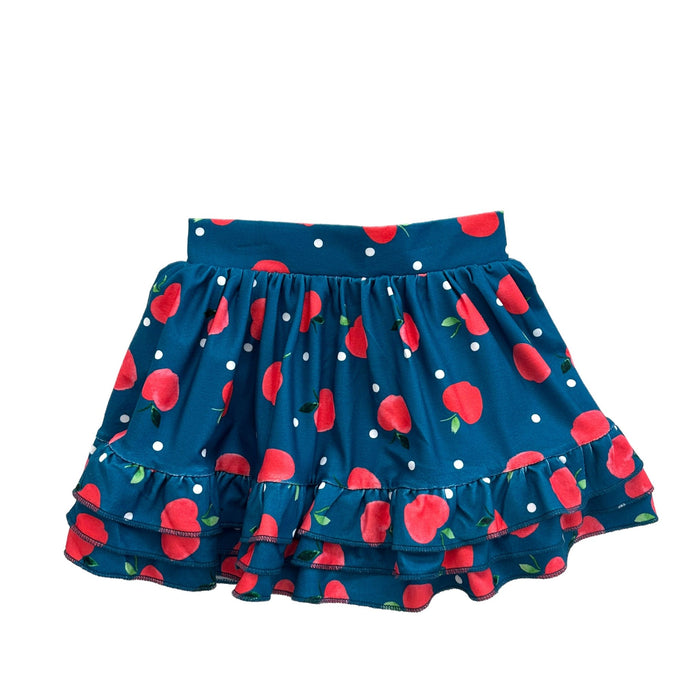 Ruffle Skort - Apples on Navy - Sugar Bee Clothing