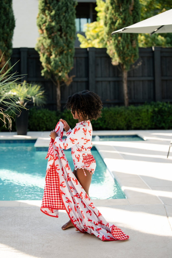 Ruffle Swim Towel - Crawfish - Sugar Bee Clothing