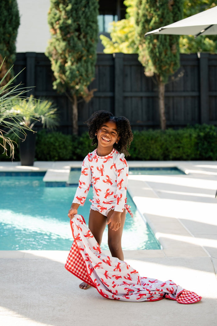 Ruffle Swim Towel - Crawfish - Sugar Bee Clothing