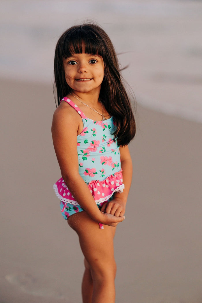Ruffle Tankini - Bougainvillea - Sugar Bee Clothing