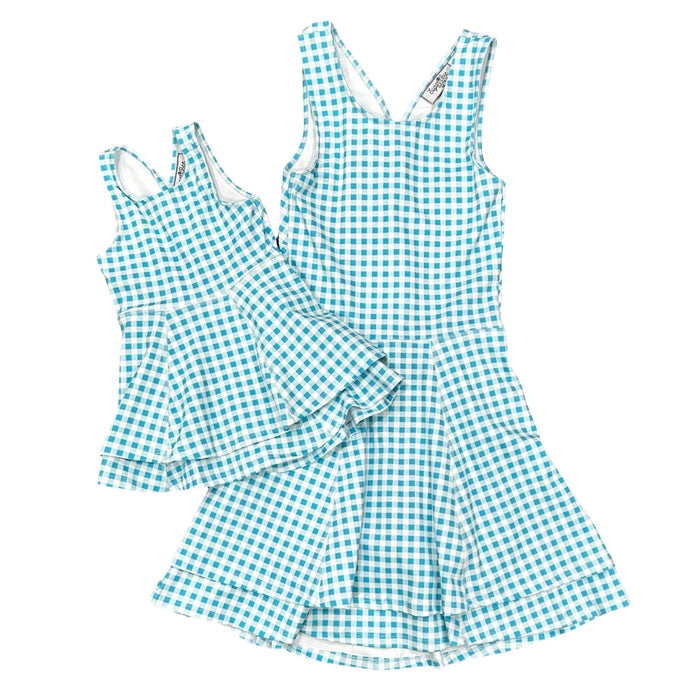 Ruffle Tennis Dress - Blue Gingham - Sugar Bee Clothing