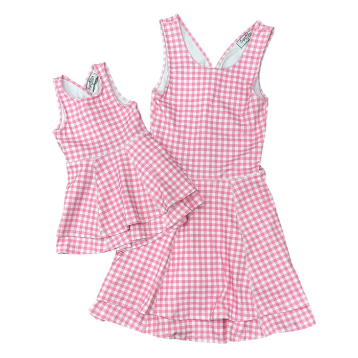 Ruffle Tennis Dress - Pink Gingham - Sugar Bee Clothing