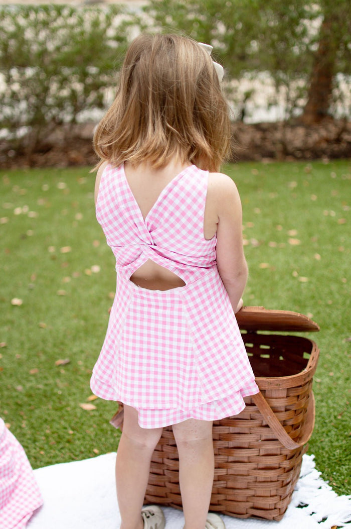 Ruffle Tennis Dress - Pink Gingham - Sugar Bee Clothing
