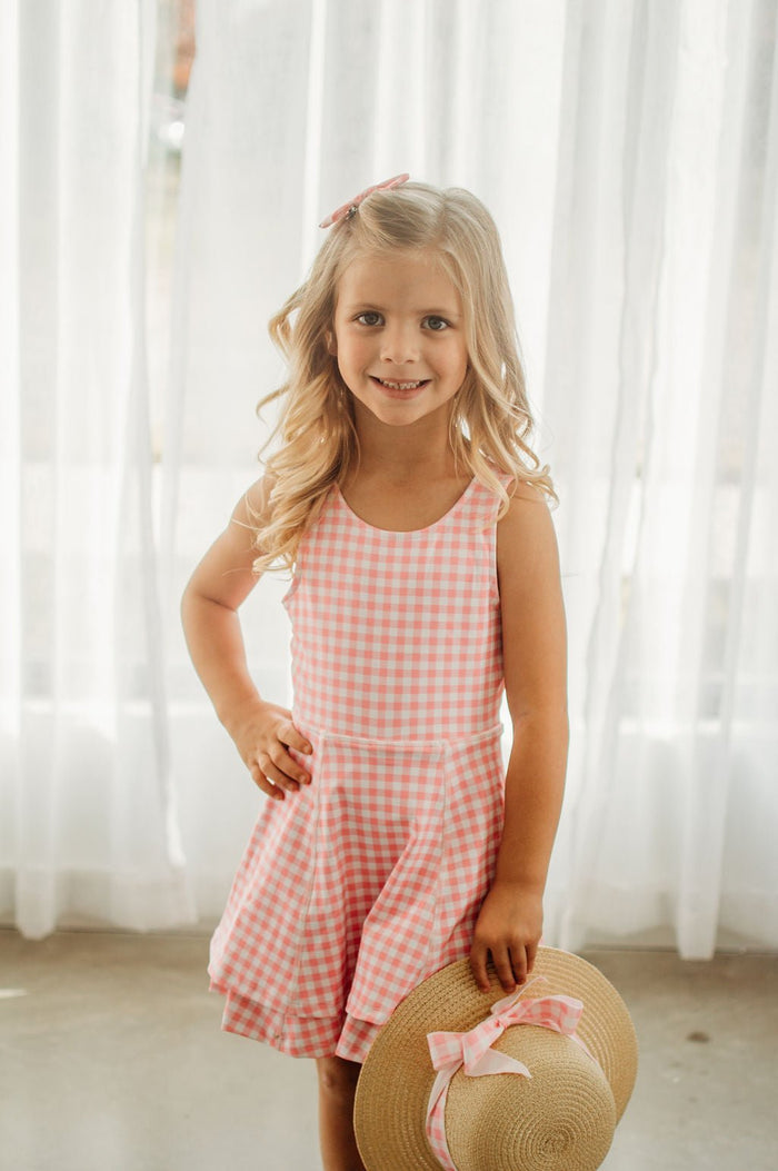 Ruffle Tennis Dress - Pink Gingham - Sugar Bee Clothing