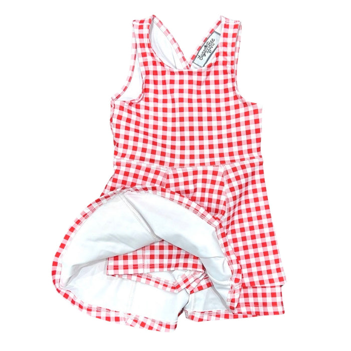 Ruffle Tennis Dress - Red Gingham - Sugar Bee Clothing