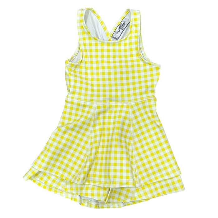 Ruffle Tennis Dress - Yellow Gingham - Sugar Bee Clothing