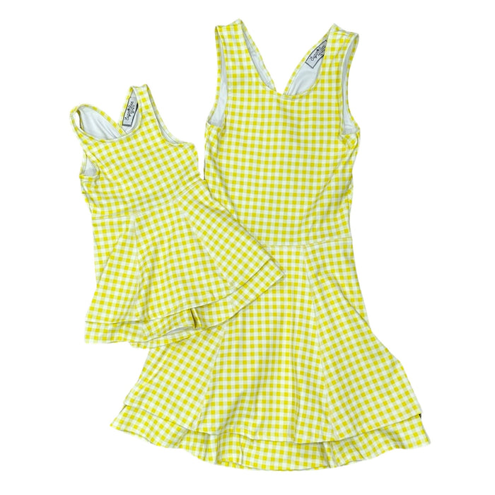 Ruffle Tennis Dress - Yellow Gingham - Sugar Bee Clothing