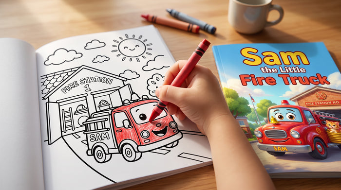 Sam the Little Fire Truck’s Big Brave Day (Instant Printable Story & Coloring Book)