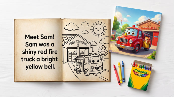 Sam the Little Fire Truck’s Big Brave Day (Instant Printable Story & Coloring Book)