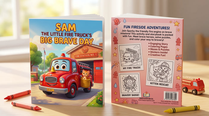 Sam the Little Fire Truck’s Big Brave Day (Instant Printable Story & Coloring Book)