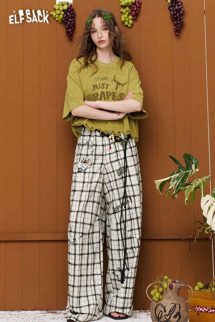 ELFSACK Scalloped Hem Fox Letter Crop Tee