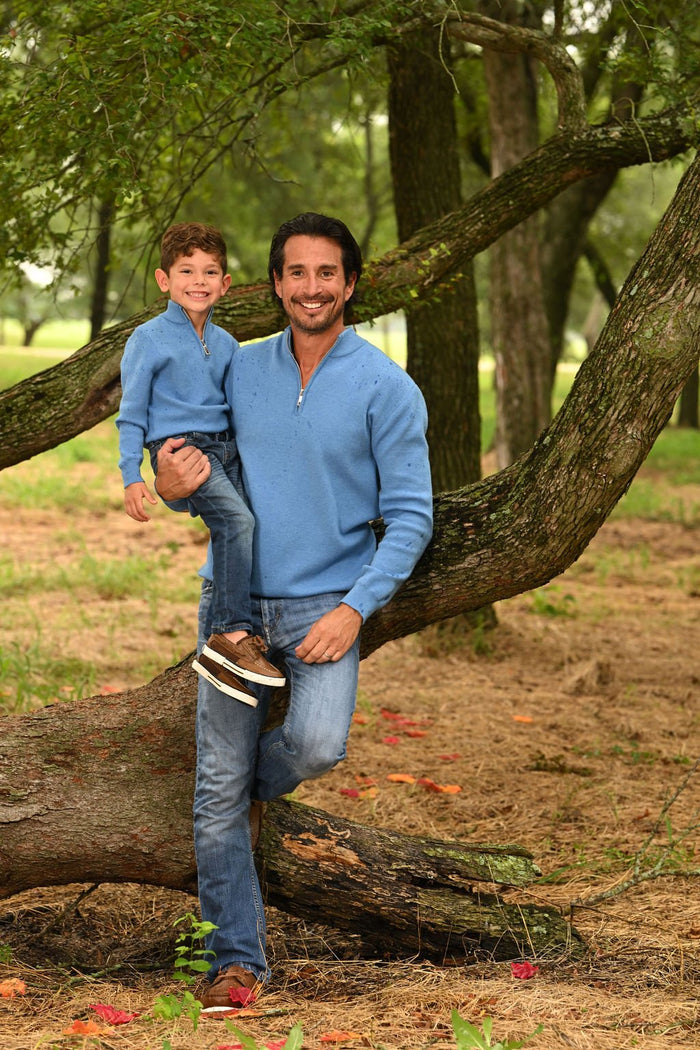 Scott 3/4 Zip Sweater - French Blue - Sugar Bee Clothing