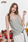 ELFSACK Shiny Sequin V Neck Knit Vest