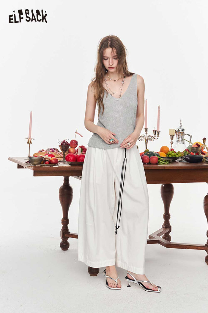 ELFSACK Shiny Sequin V Neck Knit Vest