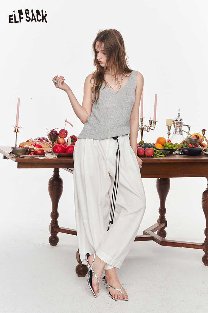 ELFSACK Shiny Sequin V Neck Knit Vest