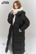 ELFSACK Simple long hooded down coat