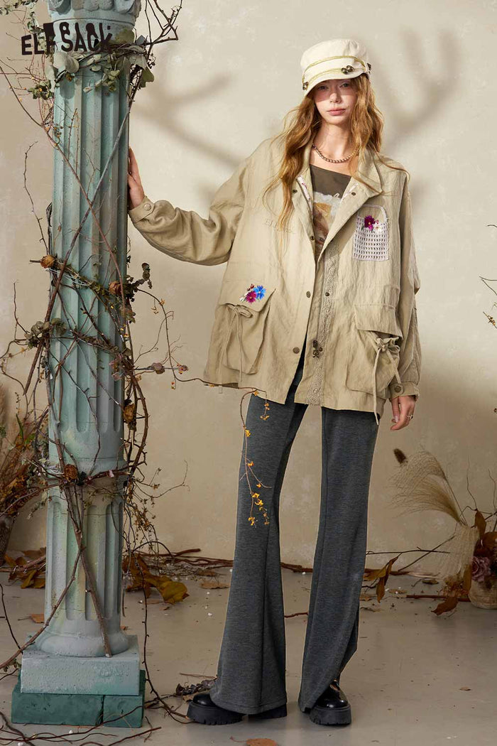 Skirted Flared Drawstring Pants
