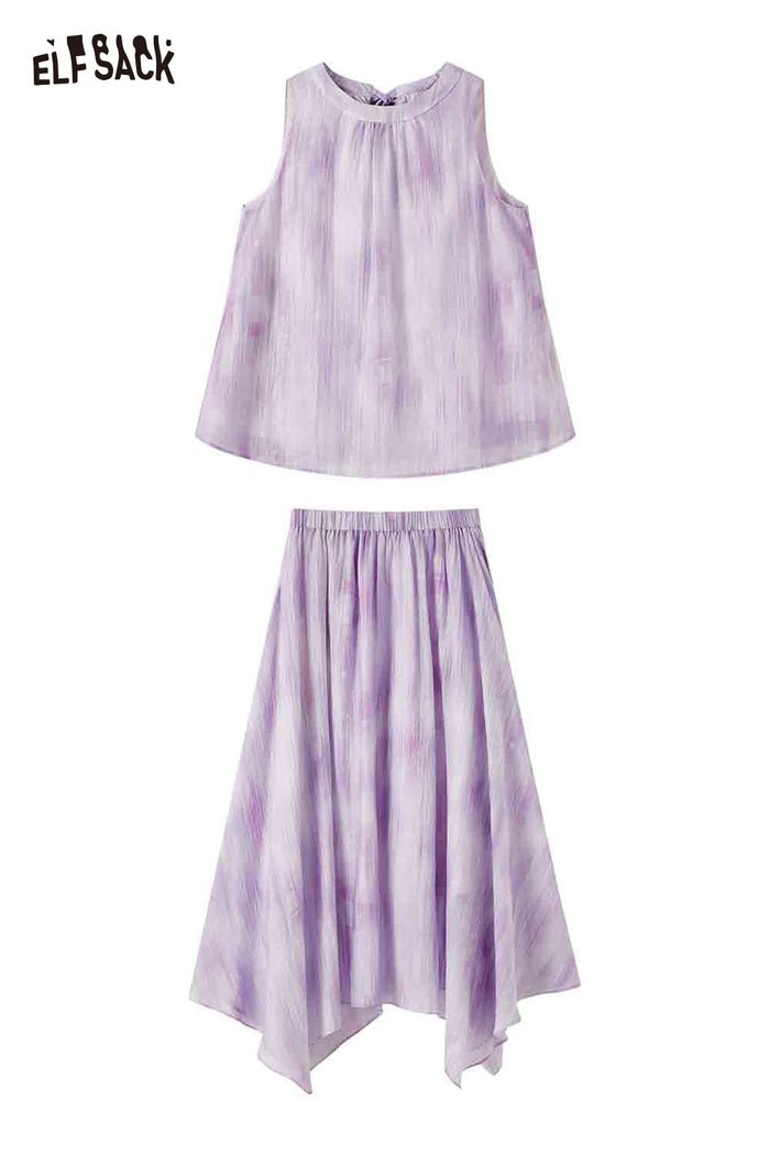 ELFSACK Sleeveless Tie-Back Top and Chiffon Skirt Set