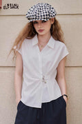 ELFSACK Sleeveless Twist Waist V-Neck Blouse