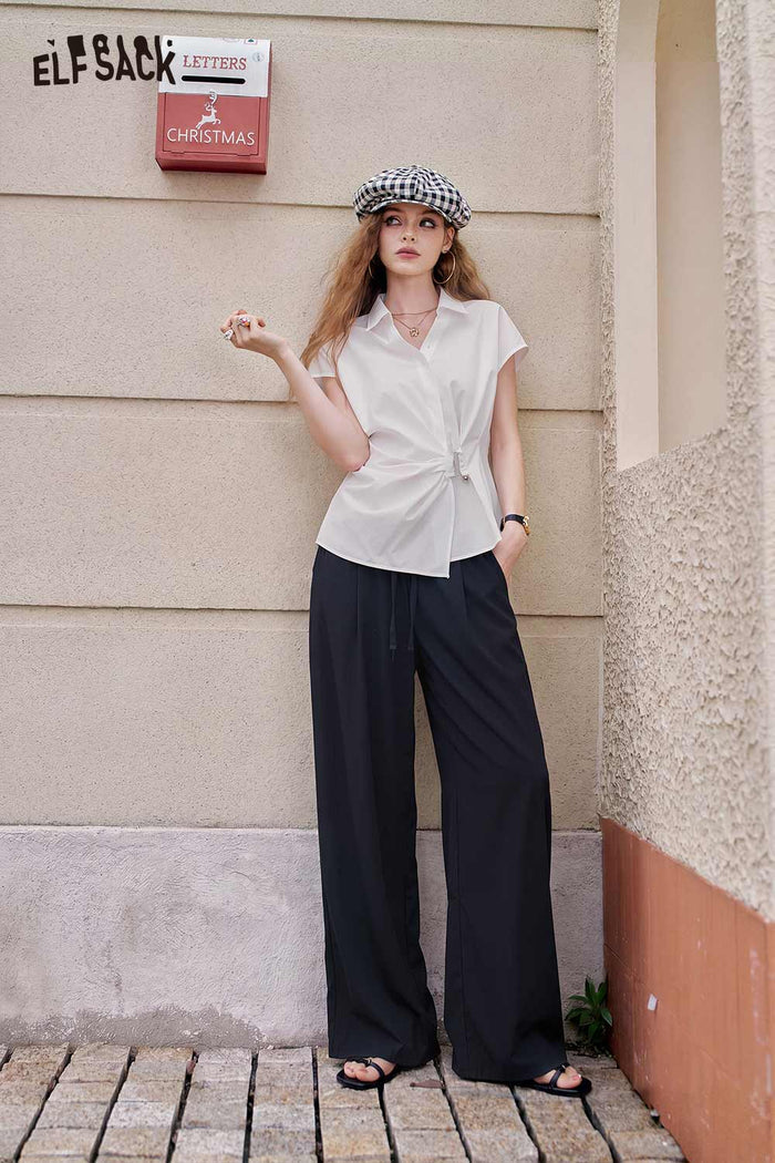 ELFSACK Sleeveless Twist Waist V-Neck Blouse