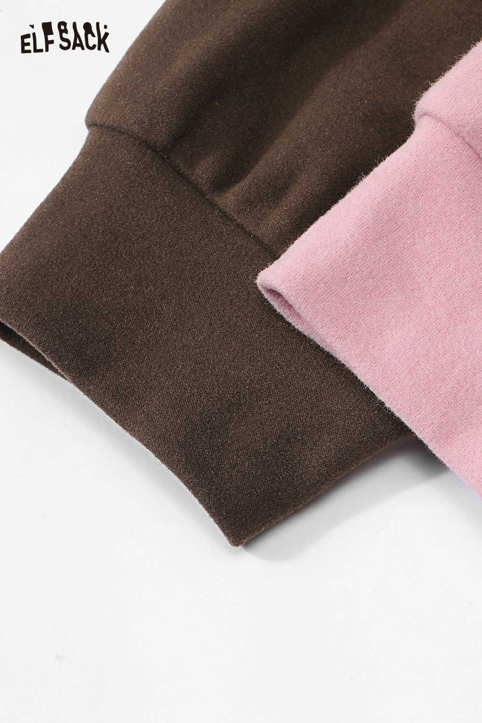 ELFSACK Soft 3D Plush Teddy Bear Embroidery Drop Shoulder Top