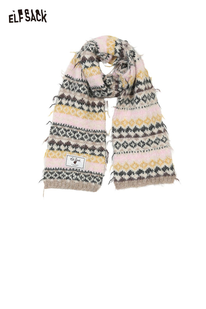 ELFSACK Soft Bohemian Stripe Panel Neck Warmer Accessory