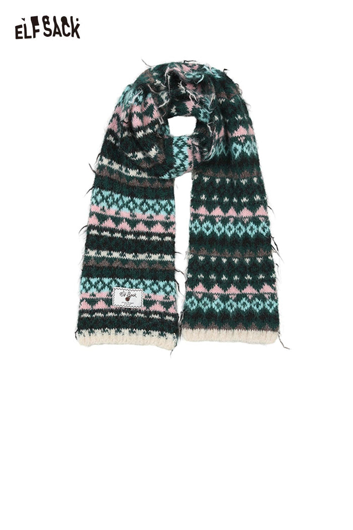 ELFSACK Soft Bohemian Stripe Panel Neck Warmer Accessory