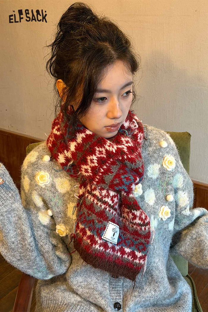 ELFSACK Soft Bohemian Stripe Panel Neck Warmer Accessory
