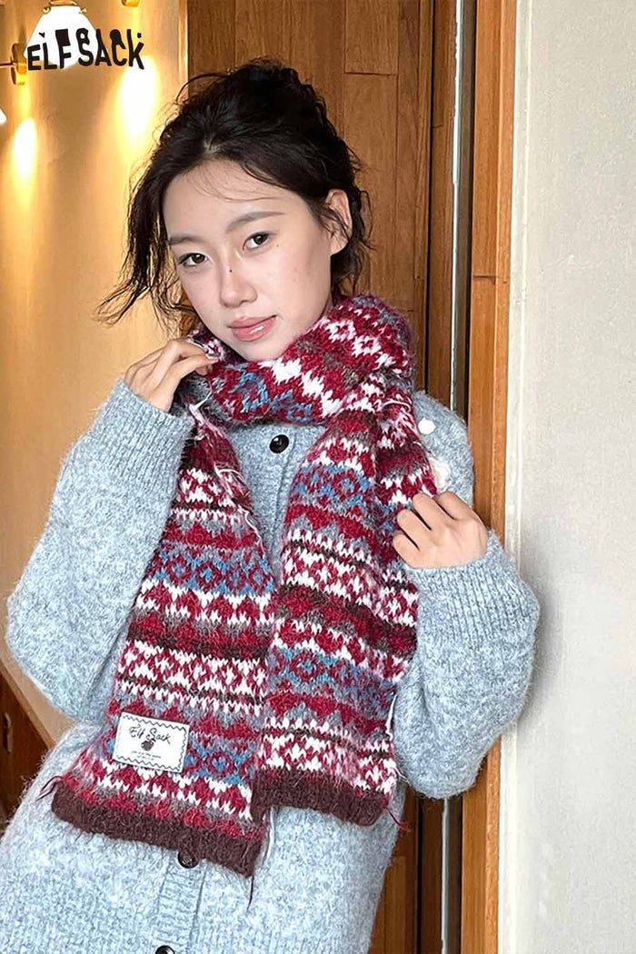 ELFSACK Soft Bohemian Stripe Panel Neck Warmer Accessory