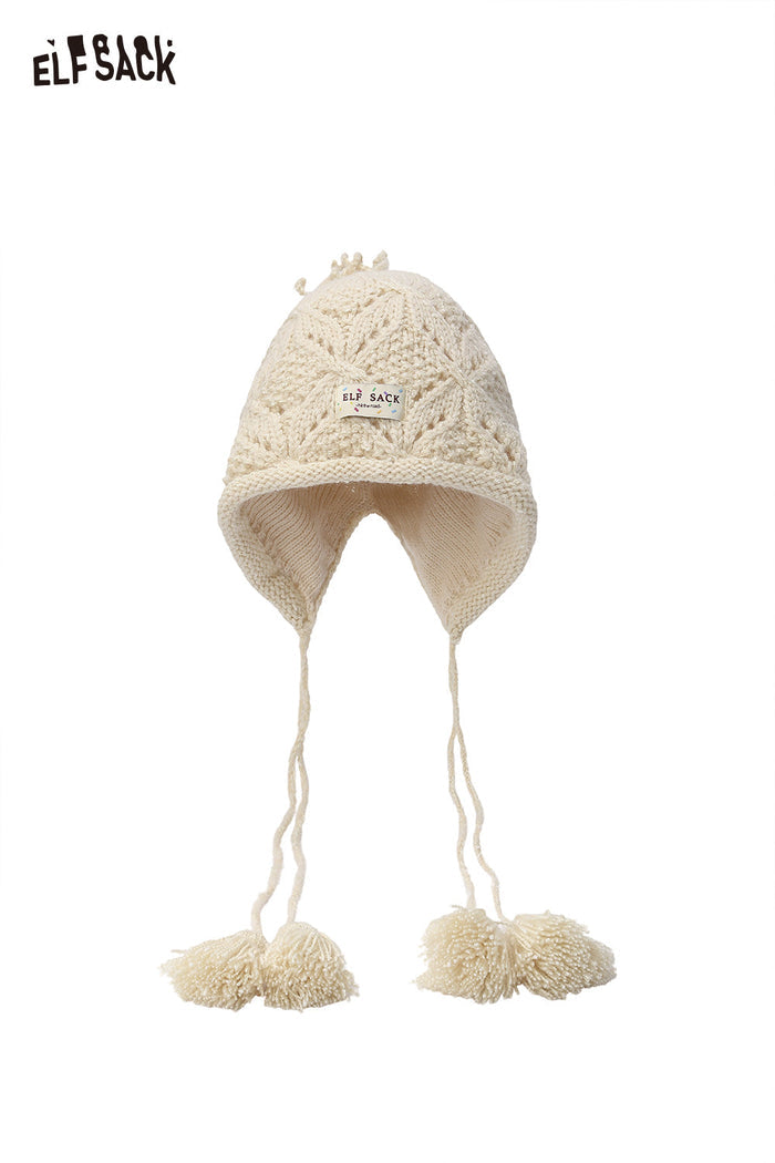 ELFSACK Soft Braided Tassel Detail Solid Color Bucket Hat