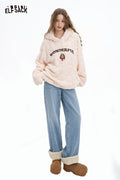 ELFSACK Soft Casual Classic Solid Plush Cuff Straight Floor Length Jeans
