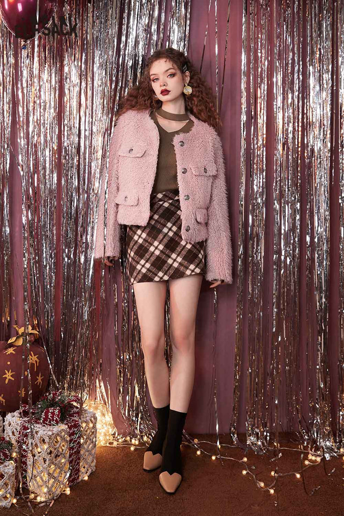 ELFSACK Soft Classic Chic Tweed Coat