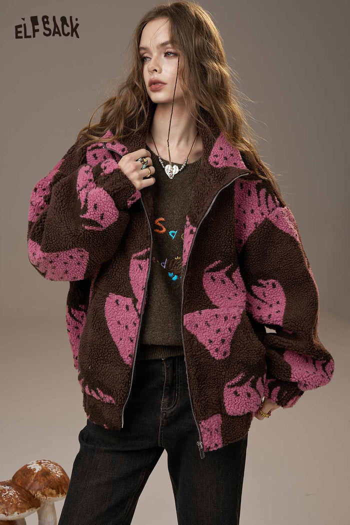 ELFSACK Soft Colorful Logo Letter Embroidery Knit Round Neck Sweater