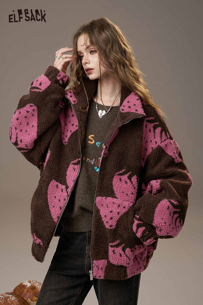 ELFSACK Soft Colorful Logo Letter Embroidery Knit Round Neck Sweater