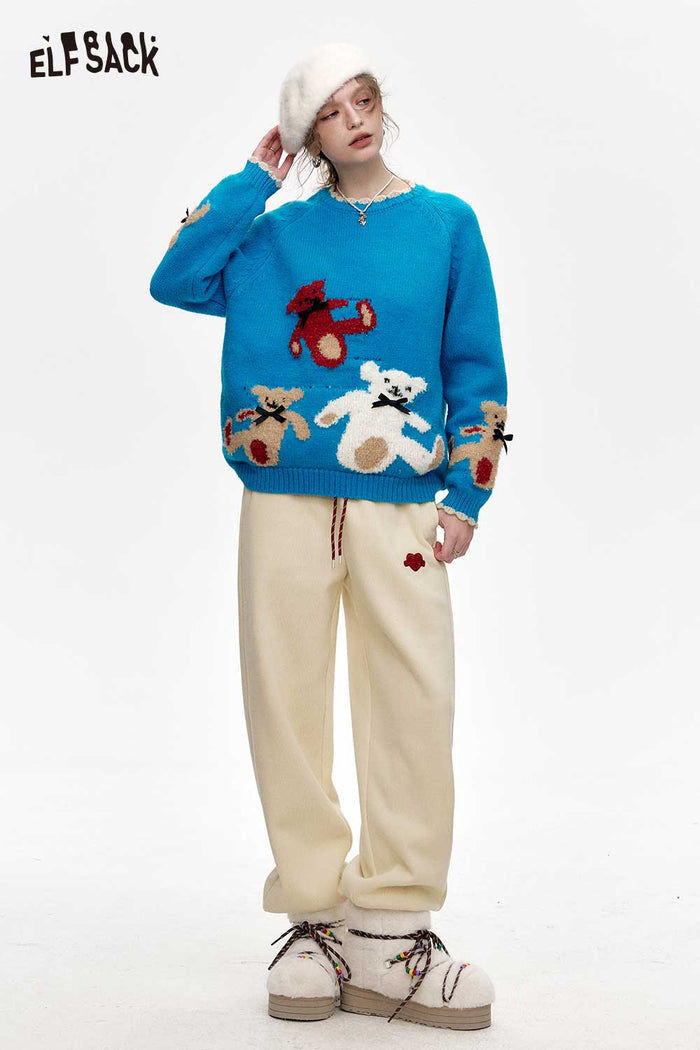 ELFSACK Soft Embroidered Solid Fleece Lined Sport Cuffed Pants