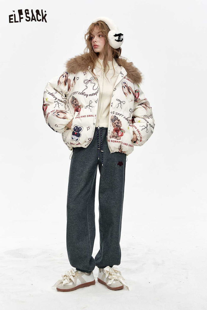 ELFSACK Soft Embroidered Solid Fleece Lined Sport Cuffed Pants