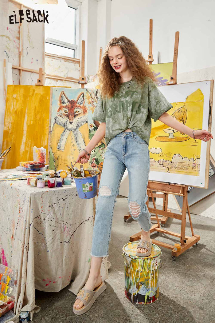ELFSACK Soft Jersey Tie Dye Print Tee