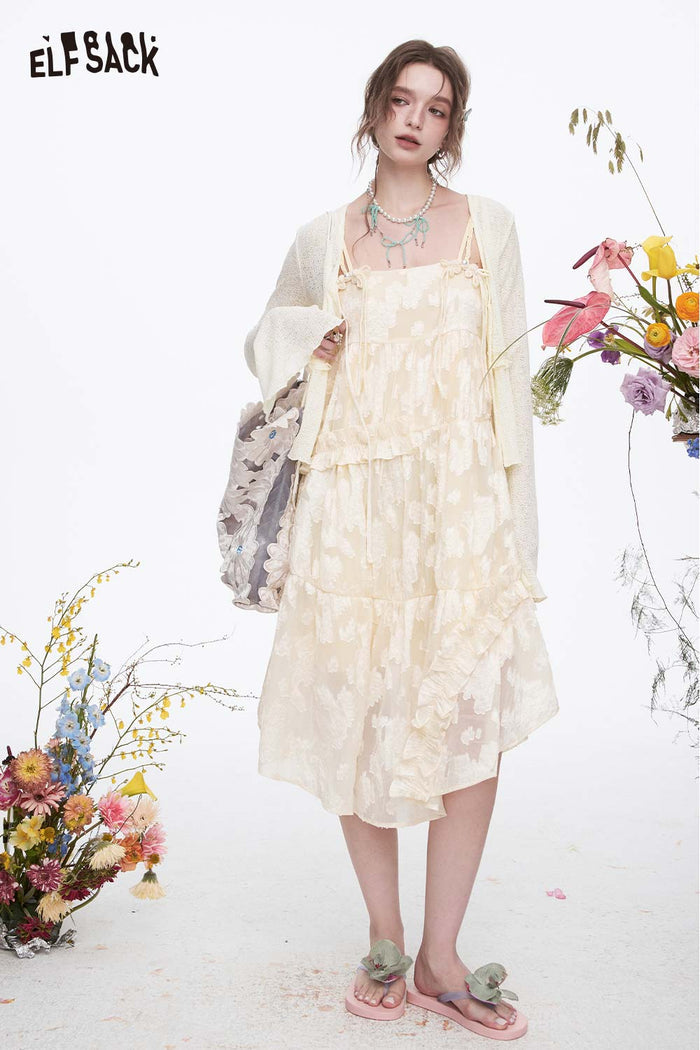 ELFSACK Soft Knit Lace-Up V-Neck Cardigan