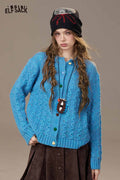 ELFSACK Soft Knit Multicolor Heart Button Solid Color Cardigan