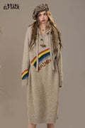 ELFSACK Soft Knit Rainbow Cartoon Print Sweater Dress