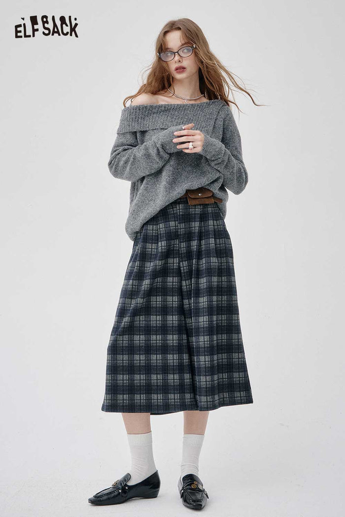 ELFSACK Soft Loose Stripe Culottes Skirt Style Wide Leg Pants