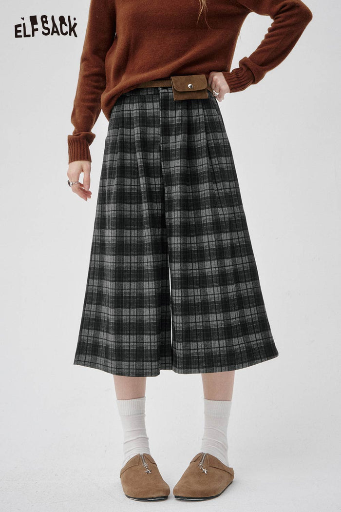 ELFSACK Soft Loose Stripe Culottes Skirt Style Wide Leg Pants